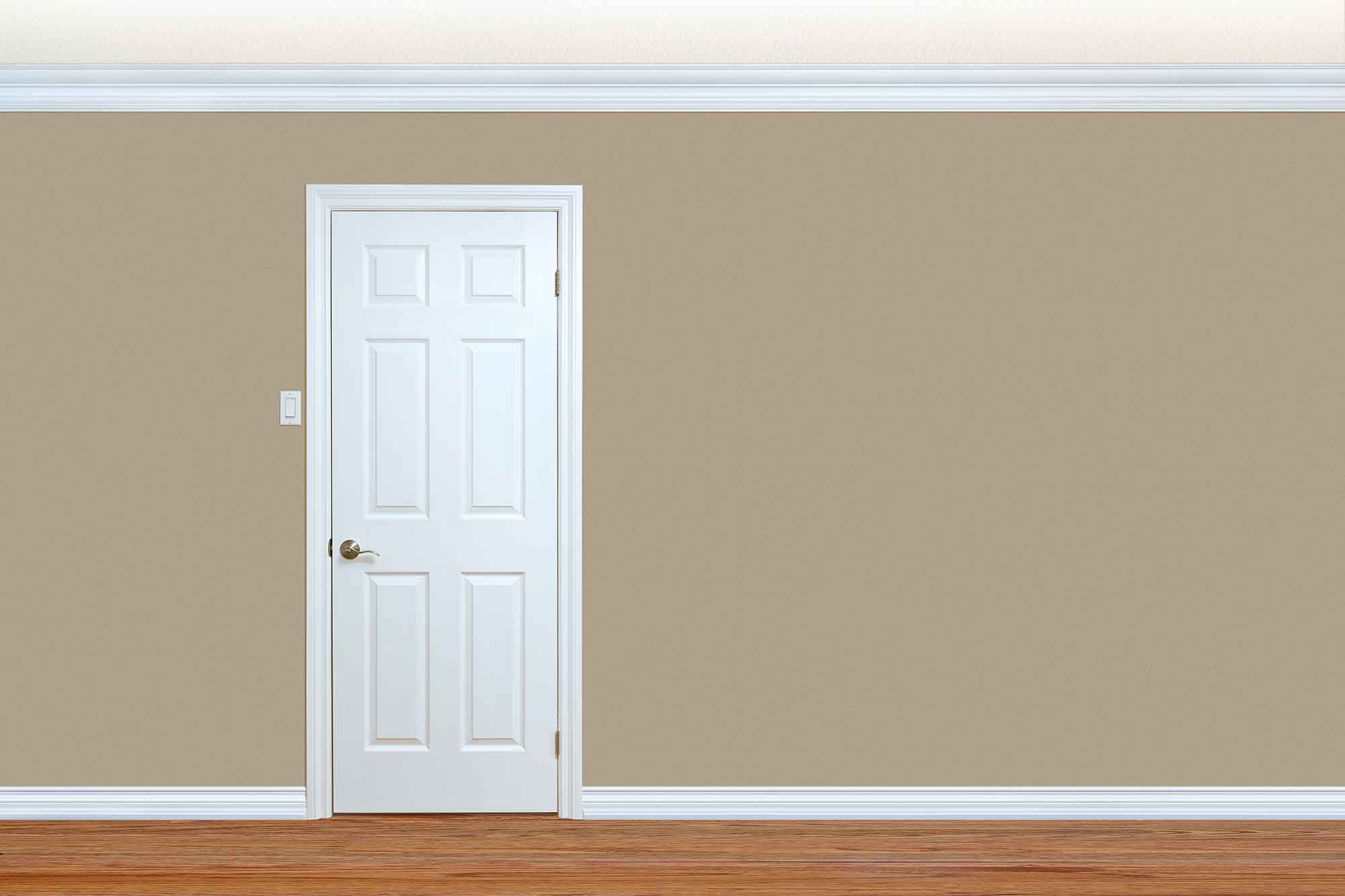 door on beige wall